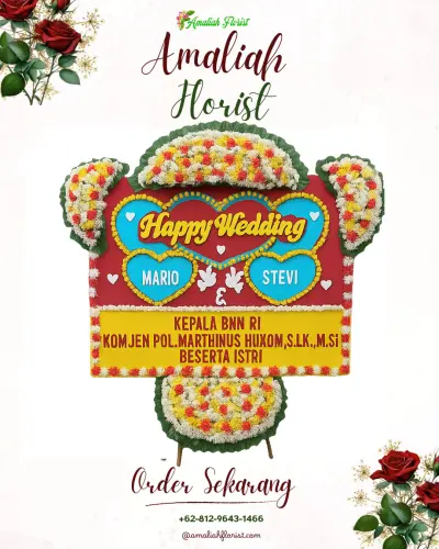 Karangan Papan Bunga Pernikahan di Dermasandi